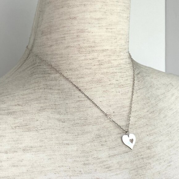 Sterling Silver 925 EFY Dainty Double Heart Pendant Necklace 18" Cable Chain - Picture 6 of 16